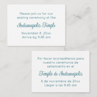 Bilingual Teal Script Temple Sealing Invitation