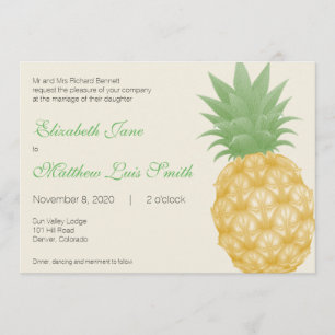 Bilingual Tropical Pineapple Wedding Invitation