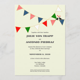 Bilingual US & Mexico Bunting Wedding Invitation