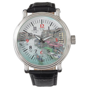 Bilingual Venice Italy in English Japanese Numeral Watch