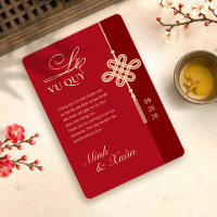 Bilingual Vietnamese Concentric Knot Red Wedding