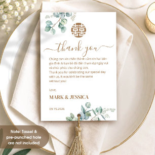 Bilingual Vietnamese Wedding Eucalyptus Thank You Card