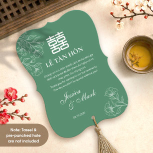 Bilingual Vietnamese Wedding Green Thank You Card