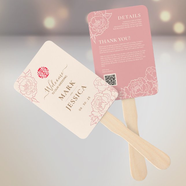 Bilingual Vietnamese Wedding Program & Thank You Hand Fan (Creator Uploaded)