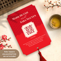 Bilingual Vietnamese Wedding Red Thank You Card