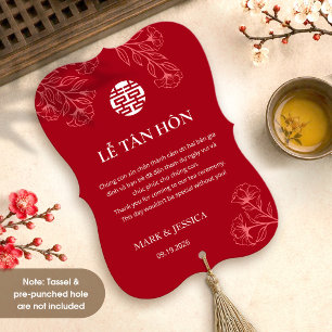 Bilingual Vietnamese Wedding Red Thank You Card