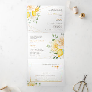 Bilingual Wedding Invitation - Lemon All in One