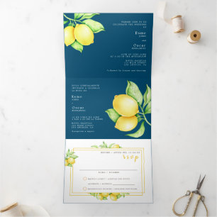 Bilingual Wedding Invitation - Lemons All in One