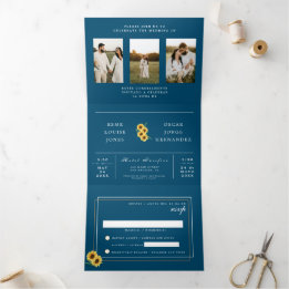Bilingual Wedding Invitation - Sunflower Photos
