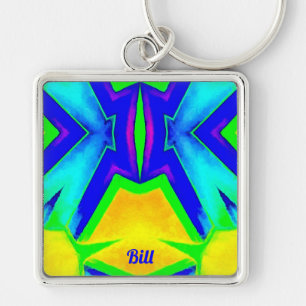 BILL ~ Blue Green and Yellow ~ Key Ring