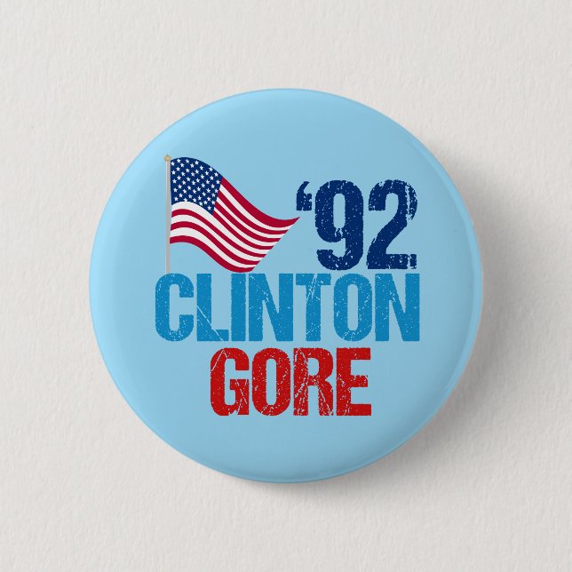 Bill Clinton Al Gore 1992 6 Cm Round Badge (Front)