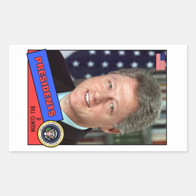 Bill Clinton Baseball Card Rectangular Sticker (Front)