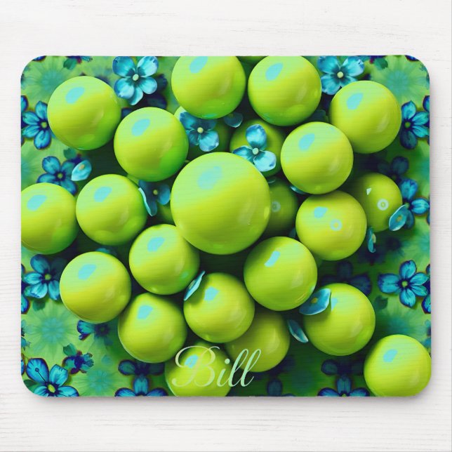 BILL ~ Marbles Pattern ~ Green and Blue ~ Mousepad (Front)