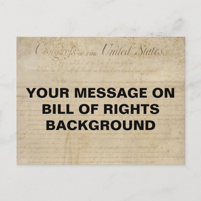 Bill of Rights Customisable Template Postcard (Front)