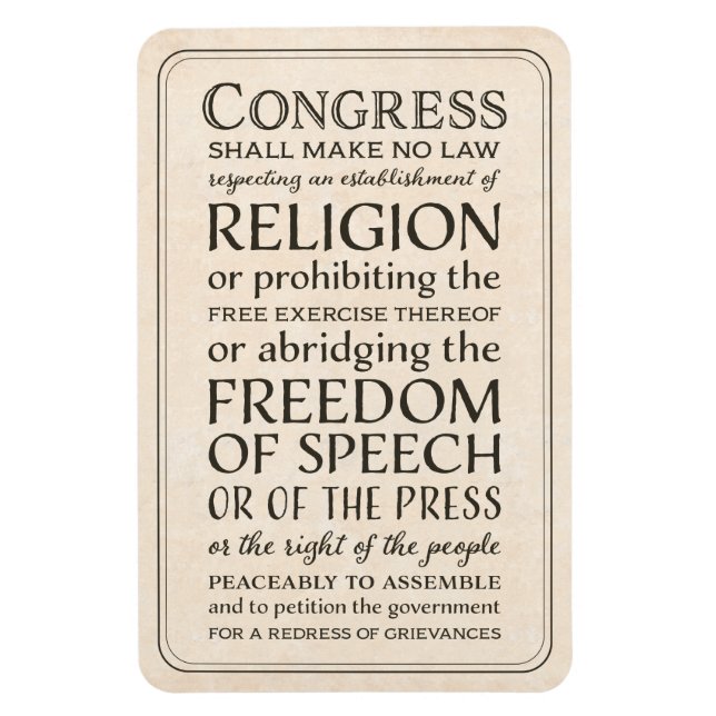 Bill of Rights Freedom of Speech and Religion Magnet (Vertical)