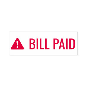 "BILL PAID" & Alert Icon Rubber Stamp