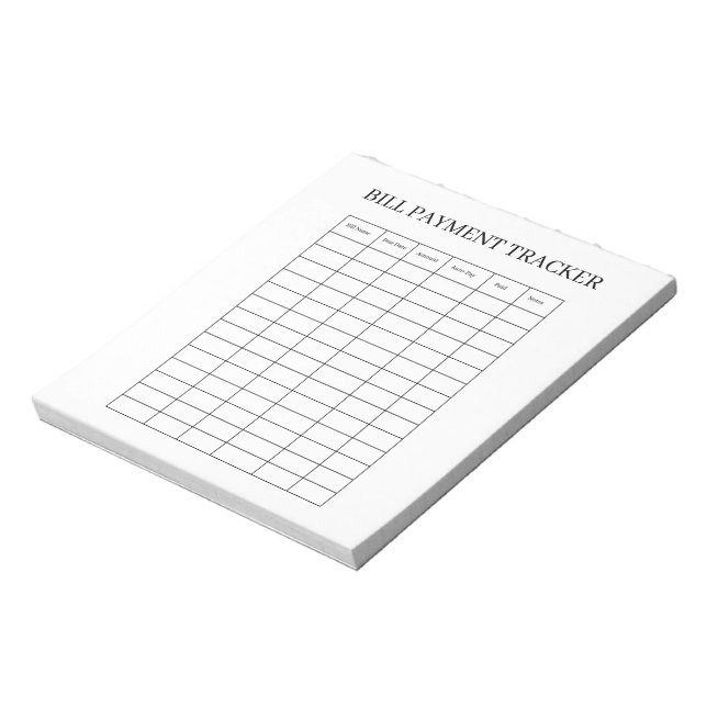 BILL PAYMENT TRACKER NOTEPAD (Rotated)
