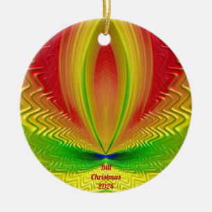 BILL ~ Personalised Red Green Yellow Christmas Ceramic Ornament