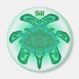 BILL ~ Shades of Green, White ~ Stunning Design Magnet