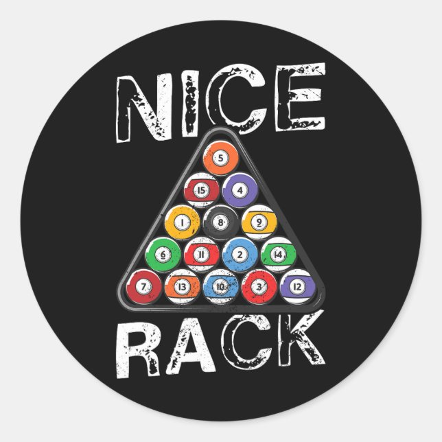Billard Nice Rack Pool Billiards Humour  Classic Round Sticker (Front)