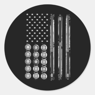 Billard Usa America Flag Pool Billiards Classic Round Sticker