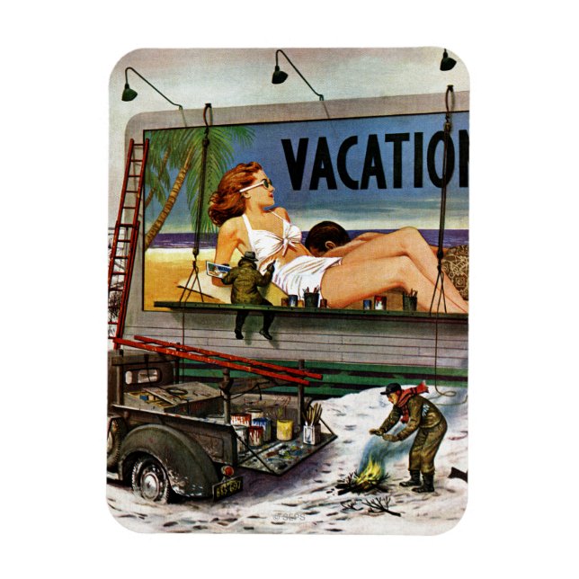 Billboard Painters in Winter by Stevan Dohanos Magnet (Vertical)