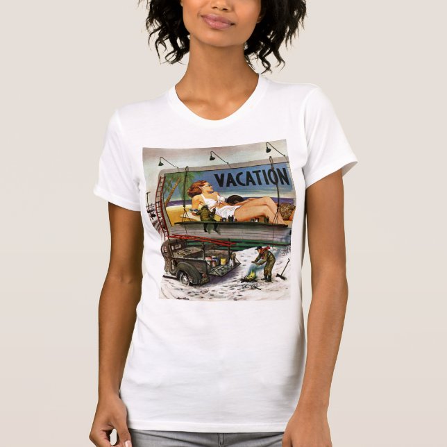 Billboard Painters in Winter by Stevan Dohanos T-Shirt (Front)