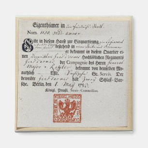 Billeting voucher, 1759 magnet