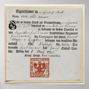 Billeting voucher, 1759 poster