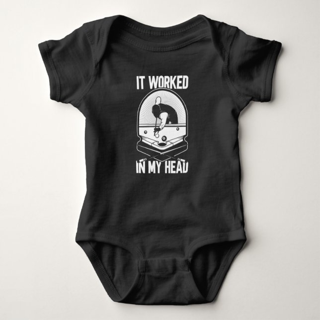 Billiard 8 Ball It Worked my Head Pool Player Baby Bodysuit (Front)