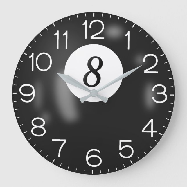 Billiard 8 Ball   Large Clock (Front)