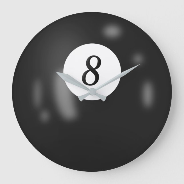 Billiard 8 Ball Large Clock (Front)