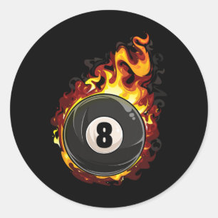 Billiard 8 Ball Player Pool Billiards Snooker Cue  Classic Round Sticker