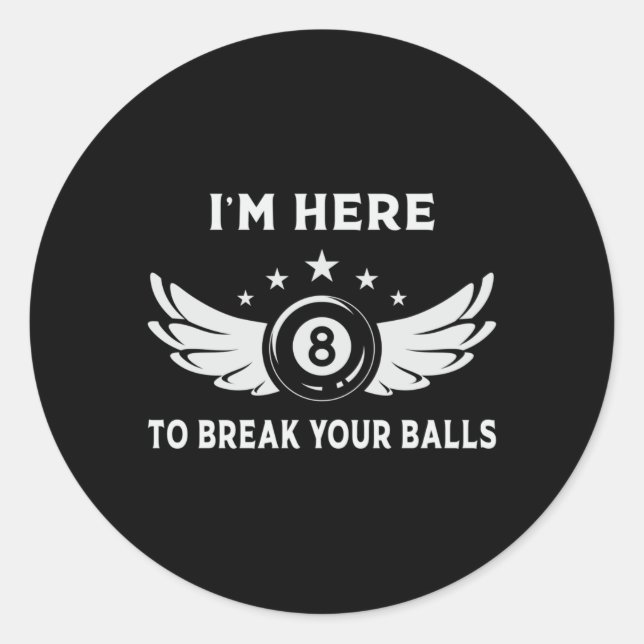 Billiard 8 Ball Snooker Pool Billiards Funny Gift Classic Round Sticker (Front)