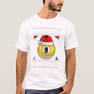 Billiard 9 ball Christmas Ugly T-Shirt