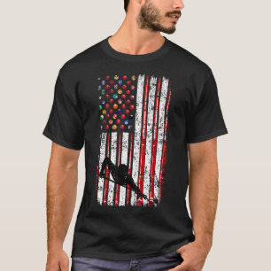 Billiard American Flag Pool Player Table Usa Us Fl T-Shirt