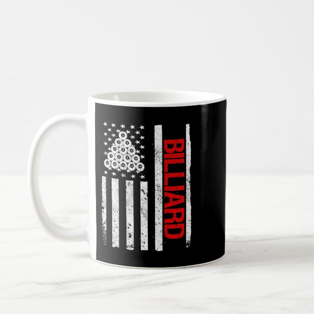 Billiard American USA Flag Pool Player Billiards Coffee Mug (Left)