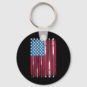 Billiard And American Flag Made For A Pool Billiar Key Ring