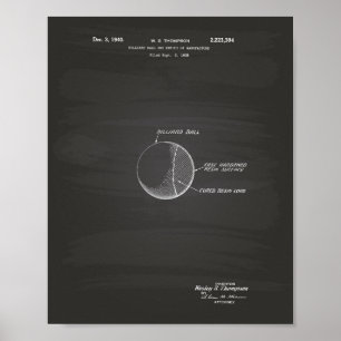 Billiard Ball 1940 Patent Art - Chalkboard Poster