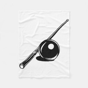 Billiard Ball And Cue Stick Sketch Carom Billiards Fleece Blanket