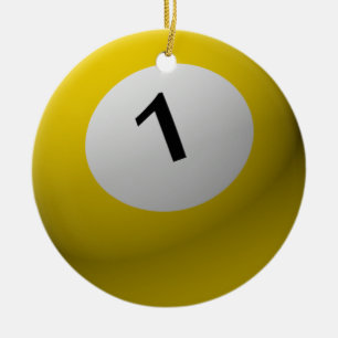BILLIARD  BALL CHRISTMAS ORNAMENT 1 (ONE) YELLOW