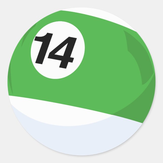 Billiard Ball No. 14 Striped Green Classic Round Sticker (Front)