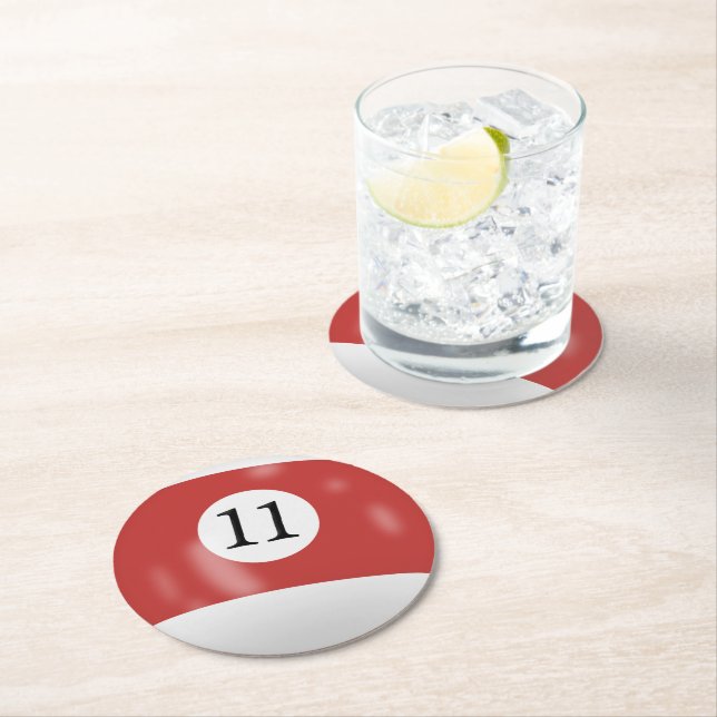 Billiard Ball Number 11 Round Paper Coaster (Insitu)
