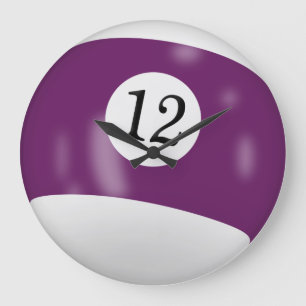 Billiard Ball Number 12 Large Clock