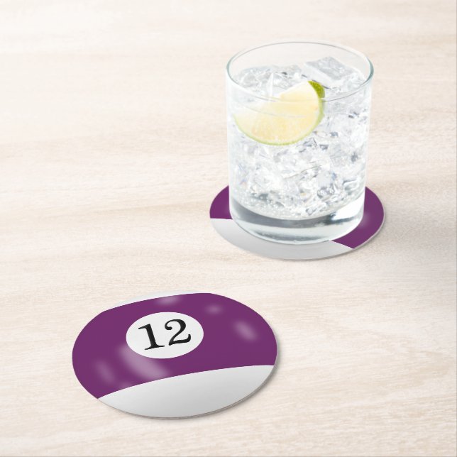 Billiard Ball Number 12 Round Paper Coaster (Insitu)