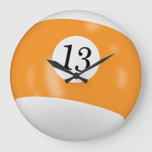 Billiard Ball Number 13 Large Clock