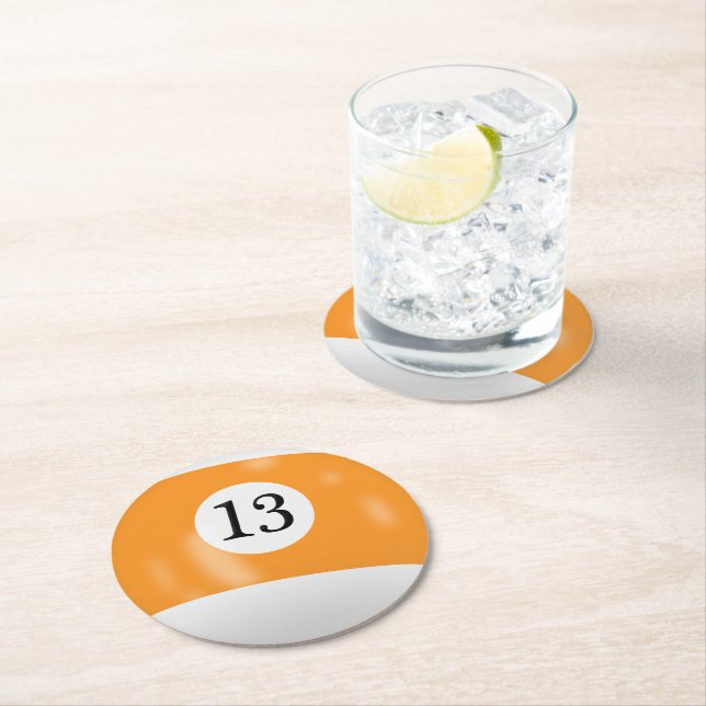 Billiard Ball Number 13 Round Paper Coaster (Insitu)