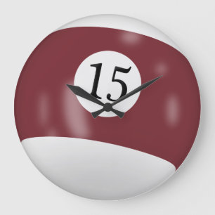 Billiard Ball Number 15 Large Clock