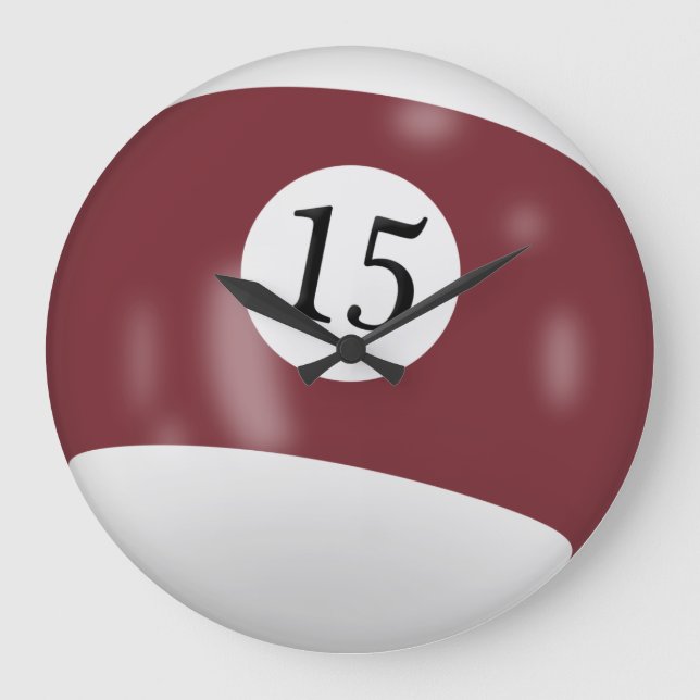 Billiard Ball Number 15 Large Clock (Front)