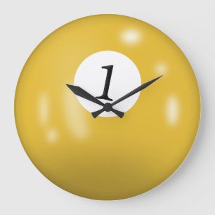 Billiard Ball Number 1  Large Clock